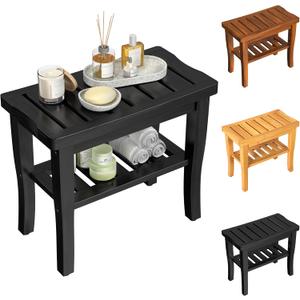 Bamboo Black Shower Bench Stool Shower Chair Seat Adult Women Her Sister Aunt Wife Hustband Lady Auntie Titi Bestie Soul Happy Christmas Xmas Birthday Gifts Cool Unique Aesthetic 30 40 60 70 Year Old