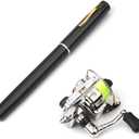 Lixada Fishing Rod Reel Combo Mini Pen Fishing Pole Kit Telescopic Fishing Rod Spinning Reel Combo Kit (63.0in/1.6m, Black)