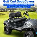 NOKINS 4PCS Golf Cart Seat Covers Kit, Front and Rear Seat Covers Fits YAMAHA/G29/Drive2 Standard Seat Cushion, Yamaha Vinyl Diamond Replacement Seat Covers, No Stapler(Black&Black Stitch)