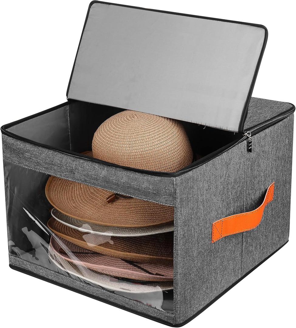 kushon Upgraded Hat Storage Box for Women & Men,Closet Hat Boxes Organizer Bag with Dustproof Lids,Cowboy Hat Box,Hat Carrier Case For Travel