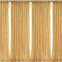 B-COOL Sequin Backdrop Gold Curtains 4 Panels 2ftx8ft Glitter Shimmer Fabric Sparkly Drapes for Background Wedding Banquet Party Decorations