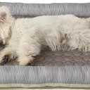 Cooling Dog Bed, Pet Mat with Quilted Design, Cooling Bed for Cats, Striped Border (Coffee, Small)