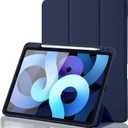 iPad Air 11 Inch 2025 M3/2024 M2/Air 7 6 5 4 Generation (2025/2024/2022/2020) 10.9 Inch with Pencil Holder, [Support 2nd Pencil Charging and Auto Wake/Sleep] Smart Trifold Stand Case (Navy Blue)