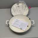 Amazon Basics Enameled Cast Iron Covered Round Casserole Skillet with Lid for Oven, 3.3-Quart, White