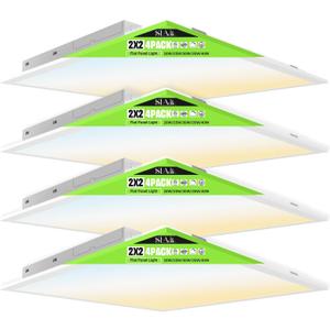 2x2 LED Light Flat Panel 4Pack,40/35/30/25/20W,5 Color Temps 2.7K/3K/3.5K/4K/5K,Dimmable (0-10V) Recessed Drop Ceiling Lights,5200 LM Fixture Flush Mount Ceiling for Office Kitchen Garage ETL-4Pack