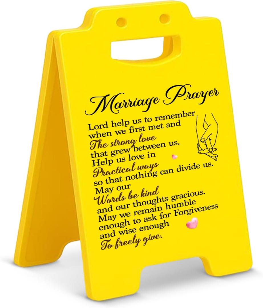 2 x Marriage Prayer Desk Little Signs - Wedding Gifts for Newlyweds, Engagement Gifts for Couples, Wedding Signs Desk Table Decor