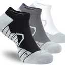 Hylaea Athletic Running Socks Cushion Padded Moisture Wicking Low Cut (Large, 3 Pairs Black Grey White)