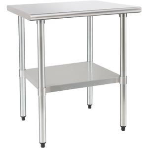 Stainless Steel Table for Prep & Work, 24x30Inches, Metal Commercial Heavy Duty Table with Adjustable Under Shelf and Foot for Restaurant, Home and Hotel, Metal Weather Resistant