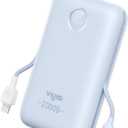 VIYISI Portable Charger 20000mAh 30W Fast Charging, Power Bank with Built-in Cables & LED Display, USB C Battery Pack for iPhone, Samsung, iPad and Android Phones, Ideal for Travel -Light Blue