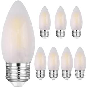 Jacqings E26 Candelabra Light Bulbs Frosted Chandelier Light Bulbs 25watt Equivalent 2700K Warm White B11 Torpedo Tip Dimmable 2W LED Decorative Candle Light Bulbs (8)