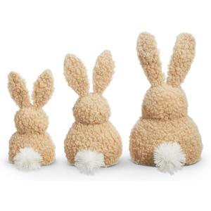 Raz Imports 2024 Natural Appeal 10" Sherpa Bunnies, Set of 3