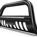 YITAMOTOR Bull Bar Compatible with 2005-2021 Nissan Frontier w/LED Light, 3" Tubing Brush Guard Pickup Truck Front Bumper Push Bar w/Grille Skid Plate