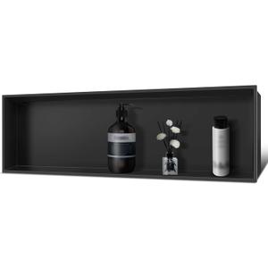 Shower Niche Insert Tile Ready, Bathroom Livingroom Wall Niche, Long Shower Niche 37" X 13", Black, No Tile Needed Over Mount Installation