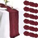 6 Pack 10FT Burgundy Cheesecloth Table Runner Table Runner 120 Inch Gauze Rustic Boho Cheese Cloth Decorations for Wedding Party Birthday Baby Shower Centerpiece Home Dcor