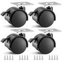 1.5 inch Caster Wheels, Casters Set of 4, Plastic Caster Wheels for Furniture, Plate Swivel Cart Casters with Brakes, File Cabinet Replacement Wheels (4 Pack Black)