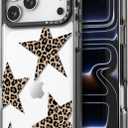 Bouvardia for iPhone 17 Pro Case, Cute Girly Design for Women, Shockproof & Aesthetic, Cheetah Theme - Leopard Stars