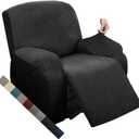 MAXIJIN Oversized Recliner Covers That Stay in Place 4 Pieces Stretch Large Recliner Chair Covers Jacquard Dogs Cats Proof Reclining Slipcovers with Elastic Bottom (XL Recliner, Black)