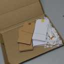 Alkrsxi 100 Pack Shipping Tags with Strings Included, Blank Hang Tags 4 3/4" x 2 3/8", Assorted White & Kraft Cardstock, Sturdy Marking Tags for Gifts, Clothing, Inventory & Price Tags