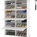 AWTATOS Shoe Rack, 8 Tier Shoe Storage Cabinet with Door, 32 Pair Shoe Organizer Shelves for Closet Hallway Bedroom Entryway, White