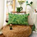 AVOIN colorlife St Patricks Day Clover Polka Dot Green Throw Pillow Covers, 12 x 20 Inch Check Shamrock Cushion Case Decoration for Sofa Couch Set of 2