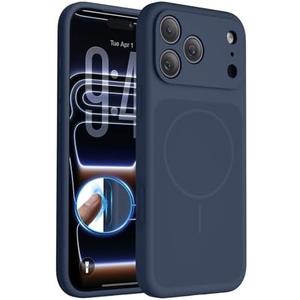 FlyReal Magnetic for iPhone 17 Pro Max Case, Design for iPhone’s New Back, Compatible with MagSafe, Integrated Silicone Camera Control & Camera Protection Microfiber Lining Case, 6.9", Navy Blue