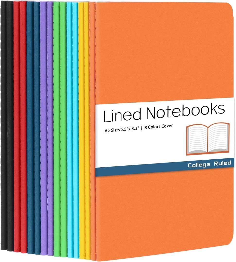 Gwybkq A5 Lined Notebooks Bulk Journals for Kids Writing 16 Packs(5.5x8.3) College Ruled,Colored Notebooks for College Students Teen School Office Supplies Note Taking