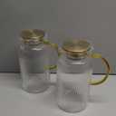 2 PACK Glass Pitcher with Lid, 68 oz/ 2 Liter Classic Vertical Stripes Water Pitcher with Handle,Glass Water Carafe for Cold Brew, Coffee, Lemonade, Iced Sun Tea,Beverage,Heat Resistant (Clear)