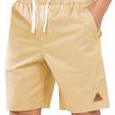 NORTHYARD Mens Casual Cotton Shorts 9 Inch Hybrid Golf Work Board Shorts with Zipper Pockets Quick Dry (Beige, M)