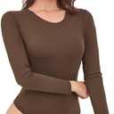 Women's Tummy Control Bodysuit Crew Neck Long Sleeve Body suit Second-skin Feel Tops