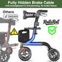 Walkers for Seniors with Seat, Foldable Rollator Walker, Reinforced Aluminum Frame, 10" Big Rubber Wheels for All Terrain, Built-in Cable, Lightweight Rolling Walker, Blue