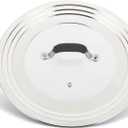 Universal Pans Pots Lid Cover Fit All 8.25 Inch to 12 Inch Pots/Pans/Woks Stainless Steel and Glass Lid with Heat Resistant Knob, Black