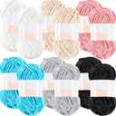 Xinnun 12 Skeins 1116 Yards Chenille Velvet Soft Thick Plush Yarn Bulk for Crocheting Knitting Baby Blanket DIY Weaving Craft, 6mm, 3.5 Oz/Skein(Multi Colors)