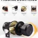 Probrico 6 Pack Passage Door Knobs, Oil Rubbed Bronze Door Knob, Hallway/Closet Lockset, Cylindrical Shape Knobs Keyless Door Lock