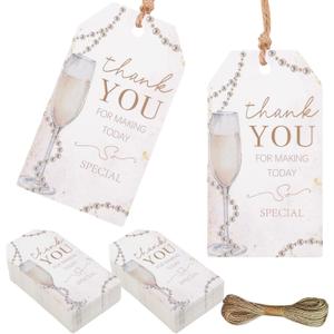 Funmemoir 50pcs Thank You Pearls Bridal Shower Tags Thank You for Making Today Paper Hanging Labels Tags for Bride to Be Bridal Shower Bachelorette Party Favors