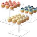 3Pc Acrylic Dessert Table Display Stands Set, Clear Dessert Stand, Buffet Risers Holder for Cupcakes Desert Pastry Food Treat Tier Cookie Serving Trays Stand for Wedding Birthday Baby Shower Tea Party