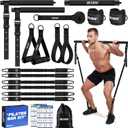Pilates Bar Kit with Resistance Bands for Working Out, 210lbs Heavy Resistance Bands with Handles, Pilates Equipment with Resistance Band Bar for Men Women, at Home Gym Full Body Workout Equipment (Black)
