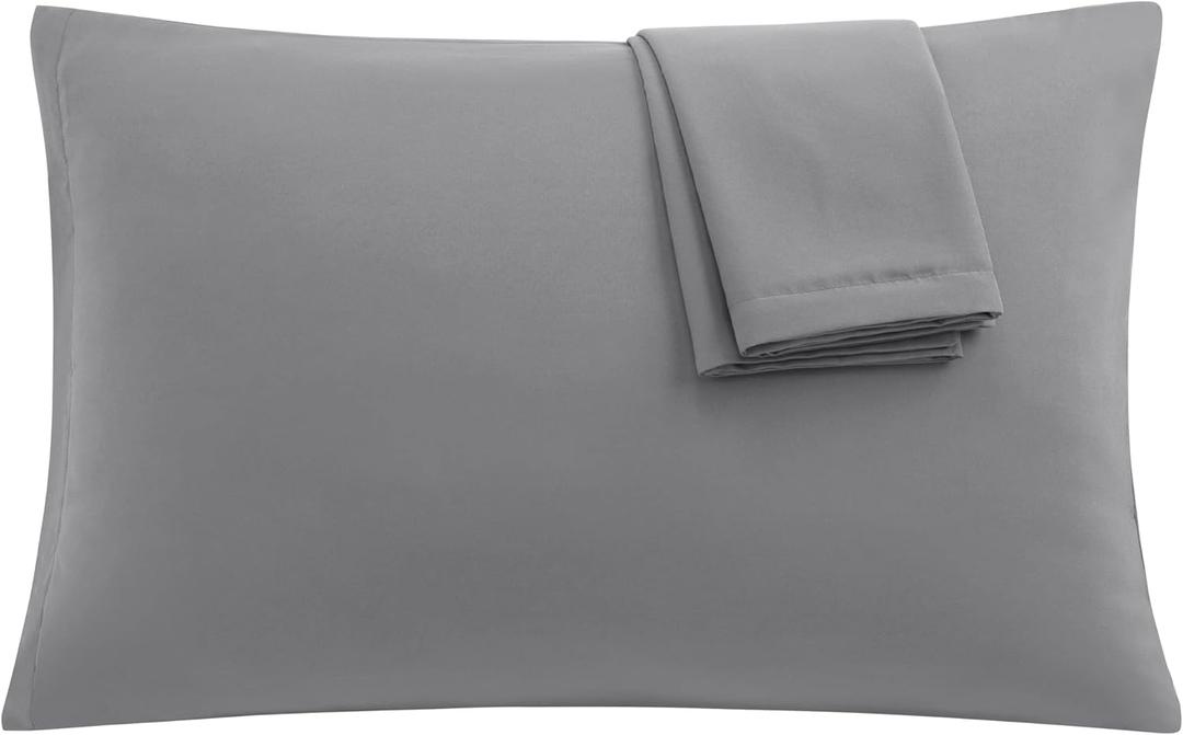 uxcell 2 Pack Pillow Cases Soft 1800 Series Microfiber Pillowcases Set with Zipper Queen(20"x30") Grey