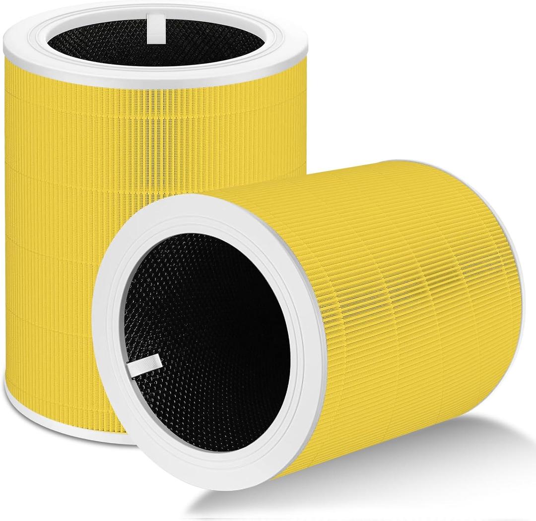 Core 600S Pet Care Replacement Filter for LEVOIT Core 600S-P, Core 600S-RF Air Purifier Filter 3-in-1 True HEPA Activated Carbon for Large Room, 2 Pack, Yellow