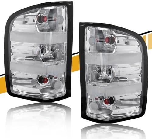 CLERYYE Tail Light Assembly Pair Compatible with Silverado 07-13 1500 | 07-14 2500HD 3500HD, Replaces 25958482 25958483, w/Bulb Harness, Left and Right Side, White Housing Red Border