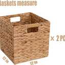 Wicker Storage Basket Foldable Hyacinth Storage Box Set of 2, 12x12x12 Inch - Handmade Woven Basket for Closet,Shelf Organization & Decor