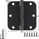 6 Pack Matte Black Interior Door Hinges Round 3.5" x 3.5 Inch 5/8" Radius Heavy-Duty Mat Hinge for Doors Standard Bedroom Work Office Door Hardware Removable Pin,Farm,Shed,Gate,Greenhouse Vent Window