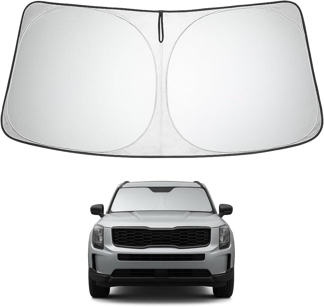 Proadsy 2025 Upgrade Windshield Sun Shade Custom Fit Kia Telluride 2020-2024 2025 4-Layer Foldable Front Sunshade Protector Sun Visor Blocks UV Rays Keep Car Cooler Accessories