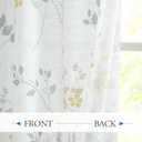 Beauoop Floral Linen Semi Sheer Curtains 84 Inches Long 2 Panels for Living Room Bedroom Yellow Grey Farmhouse Flower Patterned Light Filtering Textured Rod Pocket Window Treatments Drapes, 50x84