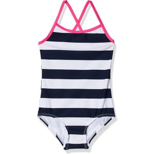 Kanu Surf Girls Layla Beach Sport Banded 1 Piece Swimsuit (2T, Layla Navy Stripe)
