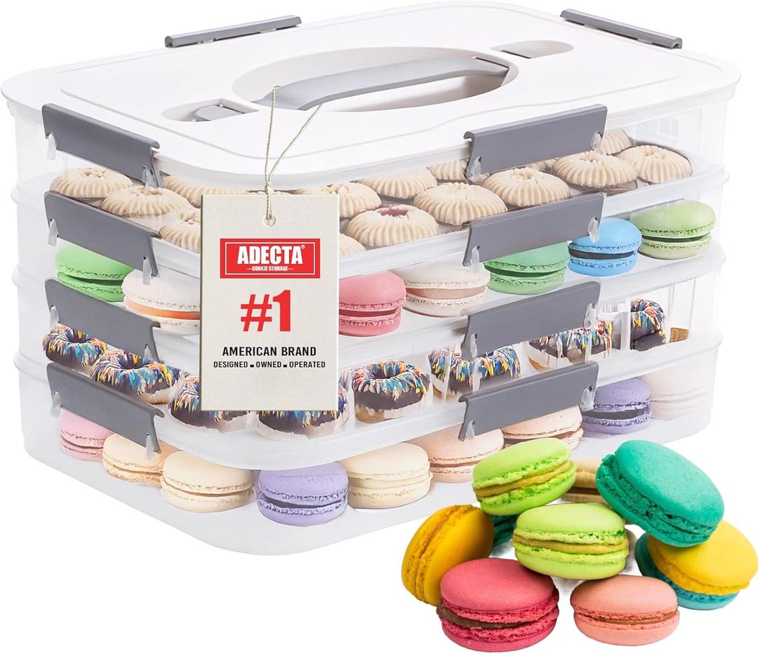Cookie Storage Containers with Lids, 4-Layer Stackable Cookie Storage Containers | Bpa-Free Plastic, Microwave & Freezer Safe | Baked Goods, Snacks, Baked Goods for Portable Cookie Containers