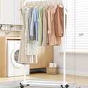 Clothes Rack - Clothing Rack with Storage Mesh Shelf & Casters, Heavy-Duty Metal Clothing Rack for Hanging Clothes, Dresses, Coats, Large Load Capacity, Easy Assembly, White, 28.0"x14.0"x59.0"