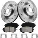 Front Brake Pads And Rotors Kit Compatible With 2005-2012 Subaru Outback, 2009-2010 Forester, Automotive Replacement Brake Kits 31407 D929-7830 Drilled And Slotted Rotors 293.4mm(11.6in)