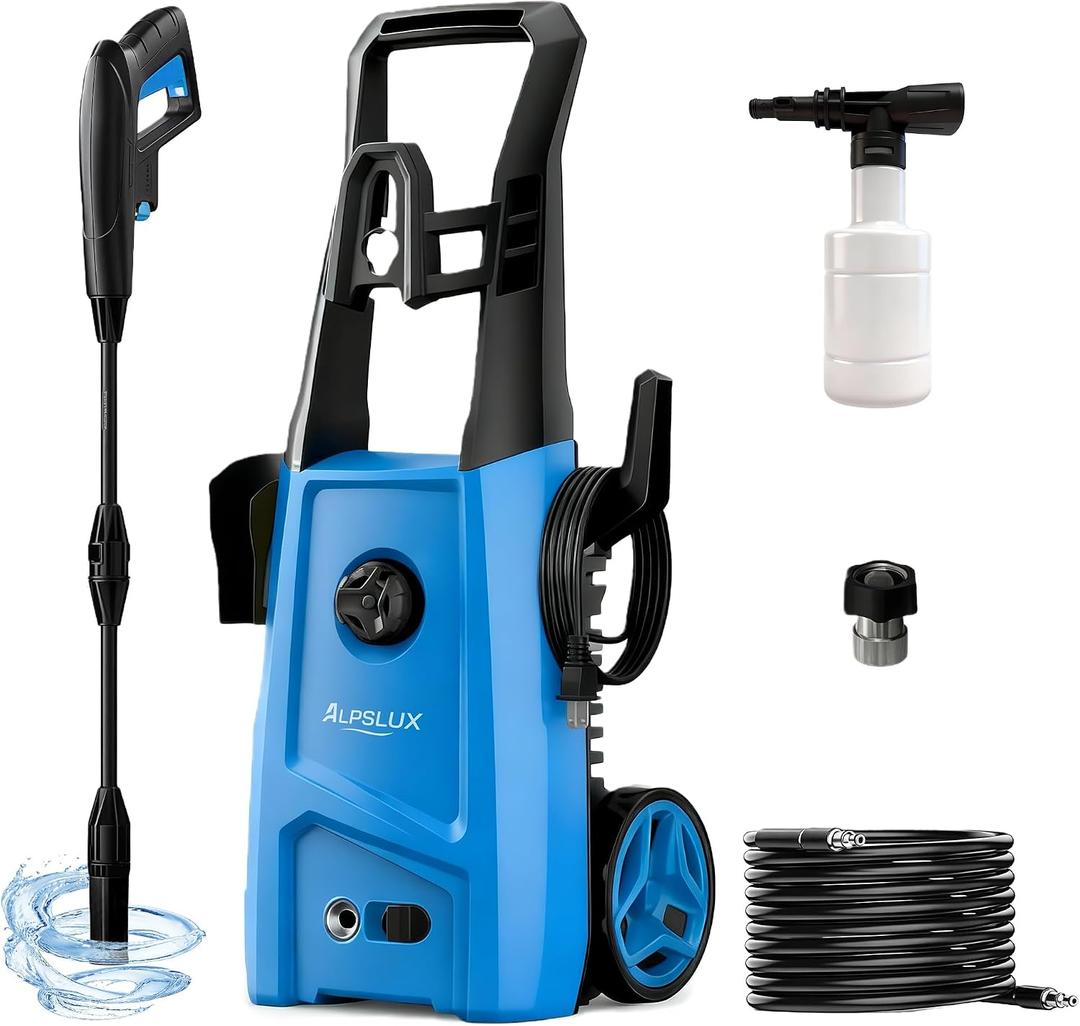 Electric Pressure Washer Power Washer Electric Powered Power Wash Power Washers with Adjustable Nozzle, Pressure Cleaning Machine with Foam Cannon for Cars, Fences, Driveways, Patios, Home Cleaning