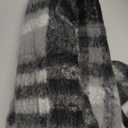 Wander Agio Winter Women Warm Scarf Long Shawl Large Scarves Cold Weather Thicker Blanket Wrap Colour Plaid Stripe (Black Grey 10)