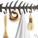 Comfify Fish Bones Wall Mounted Towel Rack Stylish Cast Iron Hanger with 4 Hooks for Towels, Robes, and More Includes Screws and Anchors Brown